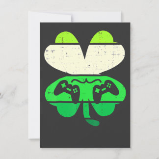 Video Game Shamrock Retro St Patricks Day Boys Men Invitation