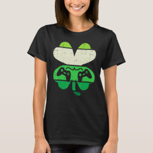 Video Game Shamrock Retro St Patricks Day Boys Men T-Shirt