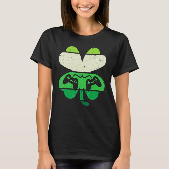 Video Game Shamrock Retro St Patricks Day Boys Men T-Shirt (Front)