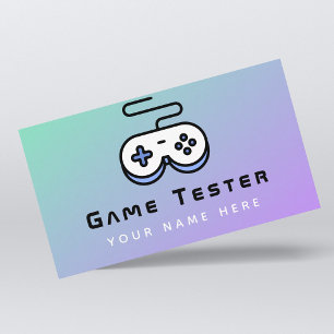 Video Game Tester Developer Gamer Modern Gradient Business Card
