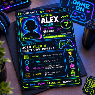 Video game themed birthday invitation