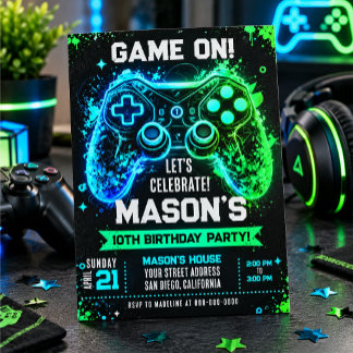 Video game themed birthday invitation