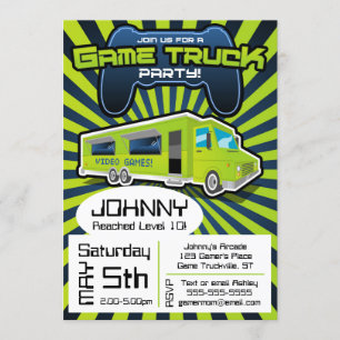 Video Game Truck Birthday Invitation