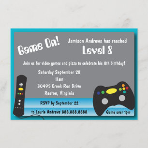 Video Game Truck Birthday Party Invitation