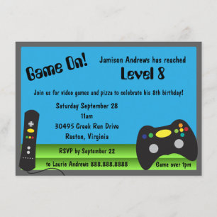 Video Game Truck Birthday Party Invitation