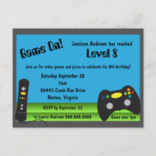Video Game Truck Birthday Party Invitations