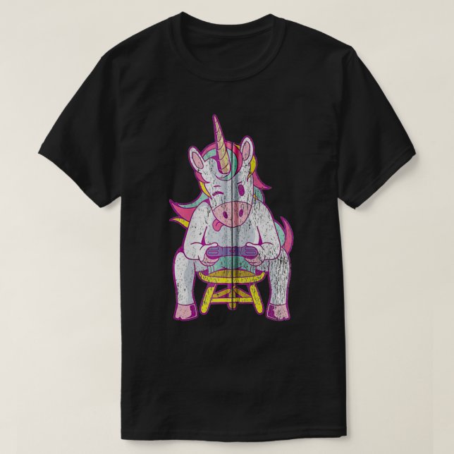 Video Game Unicorn Gift For Boys Zip  T-Shirt (Design Front)