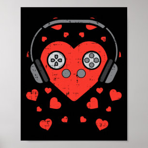 Video Game Valentines Day Gamer Boys Men Girls Gif Poster
