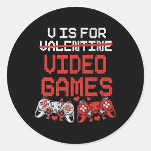 Video Game Valentines Day Shirt For Boys Kids Teen Classic Round Sticker