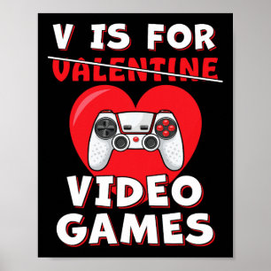 Video Game Valentines Day Youth Teen Boys Kids Gam Poster