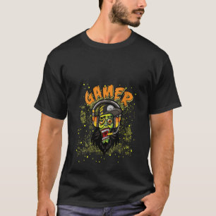 Video Game Zombie Teen Halloween Gamer V Neck T-Shirt