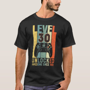 Video Gamer 30 Birthday Level 30 Unlocked Awesome T-Shirt