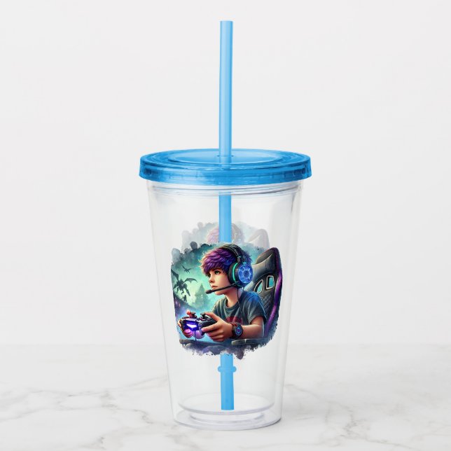 Video Gamer  Acrylic Tumbler (Front)
