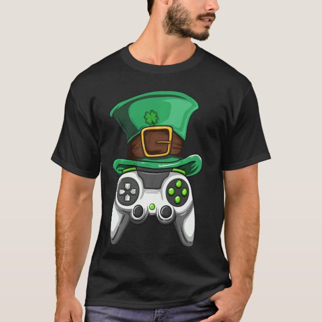 Video Gamer Controller Leprechaun Hat St. Patricks T-Shirt (Front)