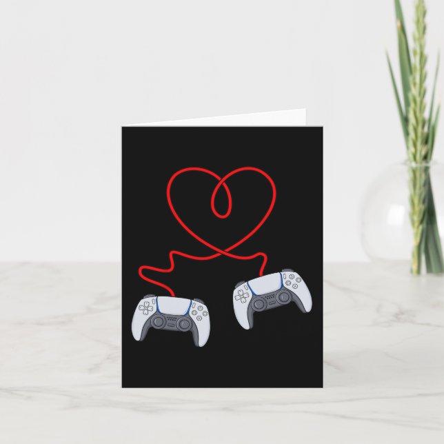Video Gamer Controllers Valentines Day Heart Boys  Card (Front)
