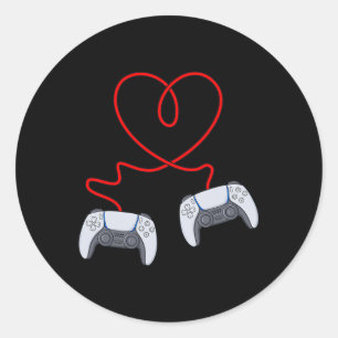 Video Gamer Controllers Valentines Day Heart Boys Classic Round Sticker