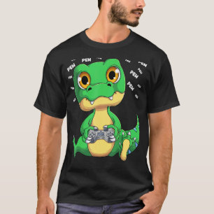 Video Gamer Dinosaur Gaming Rex Pew Gamer Kids T-Shirt