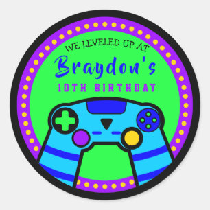VIDEO GAMER GAMING Birthday Party Gift Take Home Classic Round Sticker