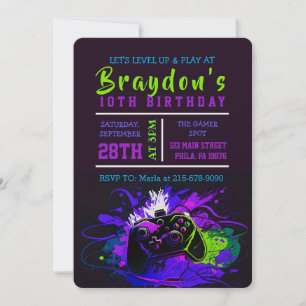 VIDEO GAMER GAMING Birthday Party Invitation