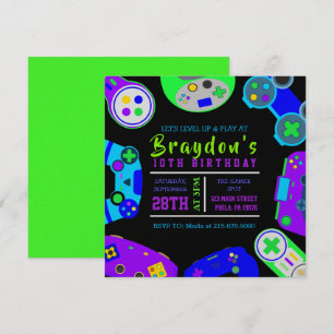 VIDEO GAMER GAMING Birthday Party Invitation