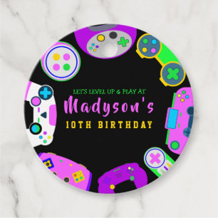 VIDEO GAMER GAMING Girl Birthday Party Invitation Favour Tags