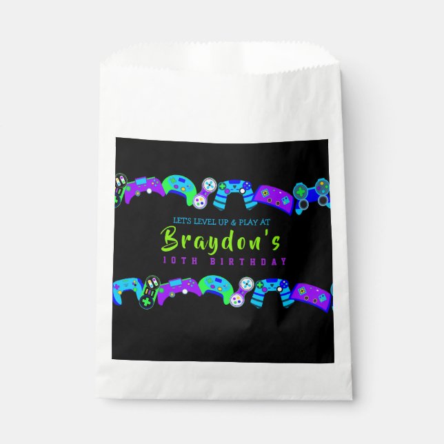VIDEO GAMER GAMING Kids Birthday Party Favour Bags (Front)