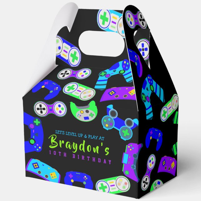 VIDEO GAMER GAMING Kids Birthday Party Favour Box (Back)
