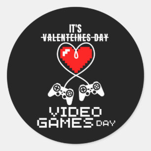 Video Gamer Heart Controller Valentine's Day Classic Round Sticker