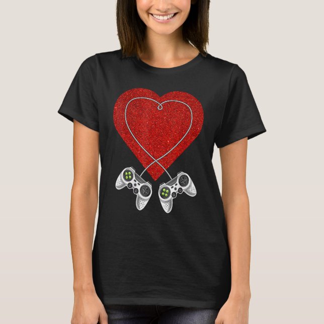 Video Gamer Heart Controller Valentine's Day Kids  T-Shirt (Front)