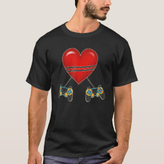 Video Gamer Heart Controllers Valentines Day Love T-Shirt