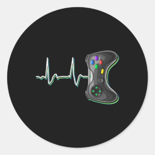Video Gamer Heartbeat Video Game Controller Gift K Classic Round Sticker
