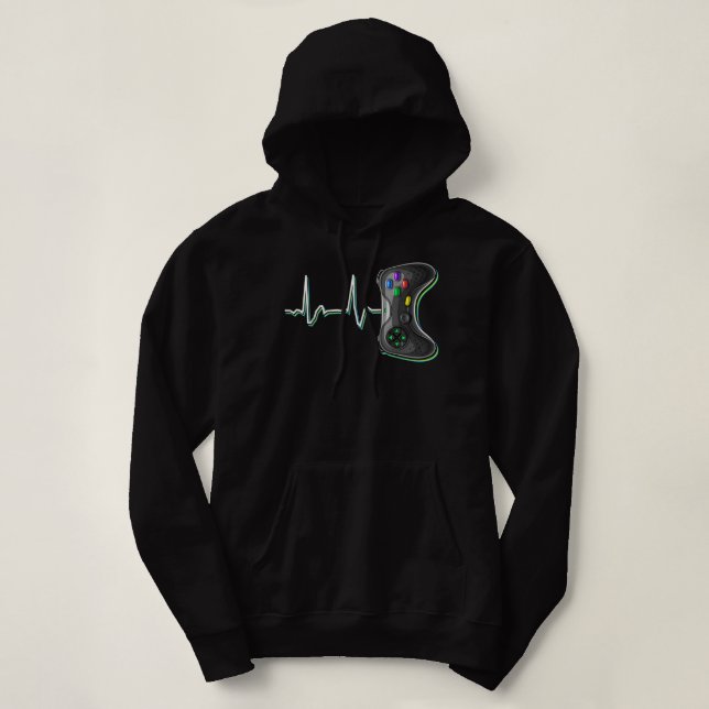 Video Gamer Heartbeat Video Game Controller Gift K Hoodie (Design Front)