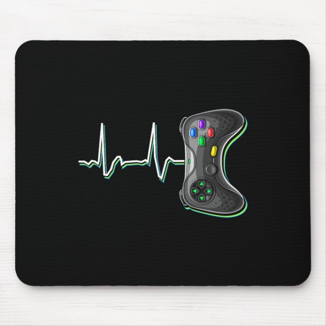 Video Gamer Heartbeat Video Game Controller Gift K Mouse Mat (Front)