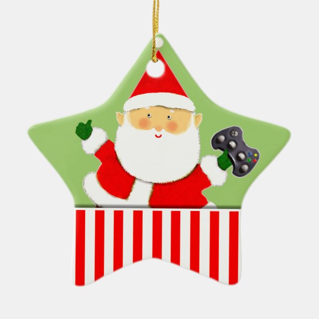 Video Gamer Holiday Gift Ceramic Ornament (Front)