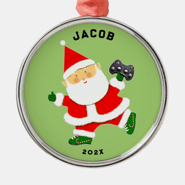 Video Gamer Holiday Gift Metal Tree Decoration (Front)