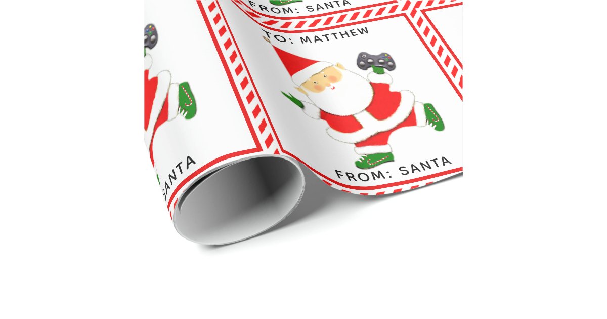 video gamer holiday gift wrapping paper Zazzle