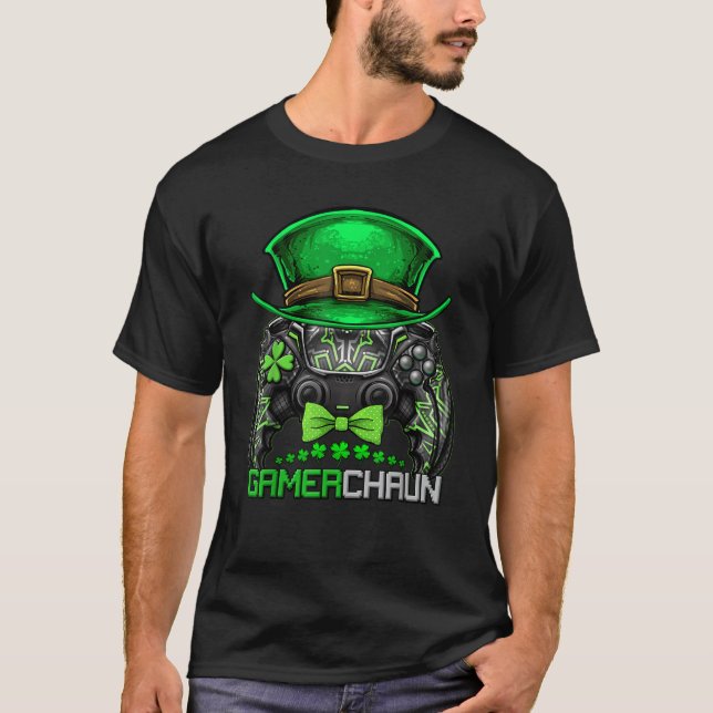 Video Gamer Leprechaun Gamers St Patrick s Day Gam T-Shirt (Front)