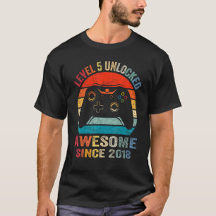 Video Gamer Level 5 Unlocked Awesome 2018 5th Birt T-Shirt