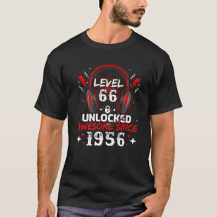 Video Gamer Level 66 Unlocked Awesome 1956 66Th Bi T-Shirt