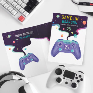 Video Gamer Level Up  Personalised Birthday Age Card