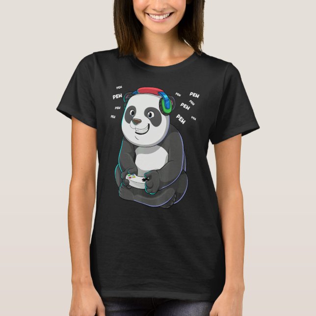 Video Gamer Panda Gaming Panda Bear Pew Gamer Kids T-Shirt (Front)