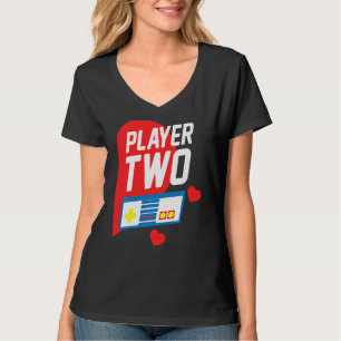Video Gamer Player 2 Funny Gaming Matching Valenti T-Shirt