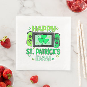 Video Gamer Shamrock Happy St Patricks Day Napkin