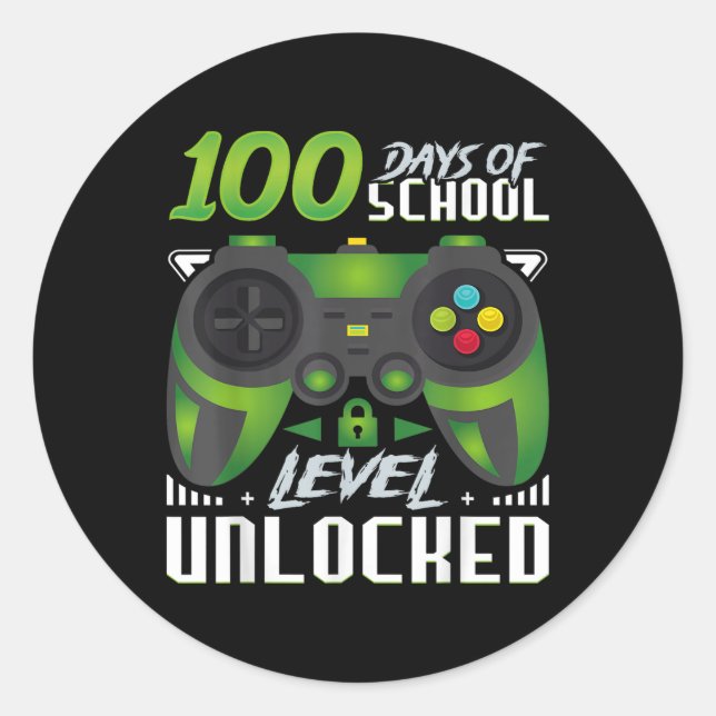 Video Gamer Student 100th Day Teacher 100 Days Of  Classic Round Sticker (Front)