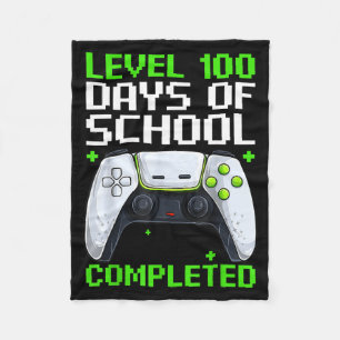 Video Gamer Student 100th Day Teacher 100 Days Of  Fleece Blanket