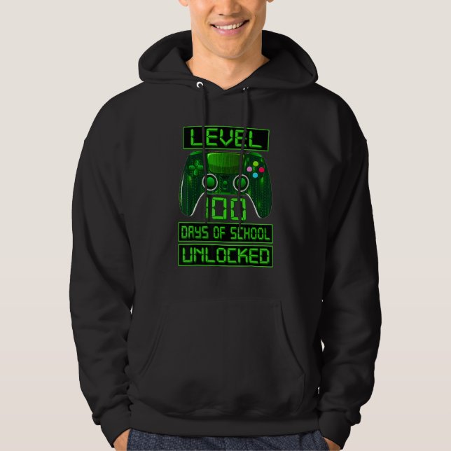 Video Gamer Student 100th Day Teacher 100 Days of  Hoodie (Front)