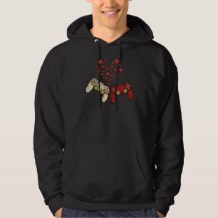 Video Gamer Valentines Day Graphic Controllers Hea Hoodie