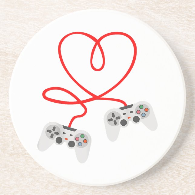 Video Gamer Valentines Day T-Shirt With Controller Coaster (Front)