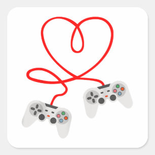 Video Gamer Valentines Day T-Shirt With Controller Square Sticker