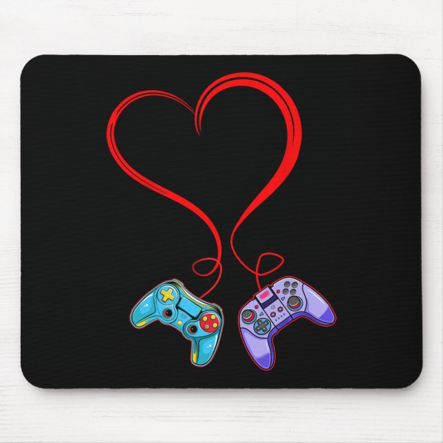 Video Gamer Valentines Day Video Game Controller H Mouse Mat (Front)